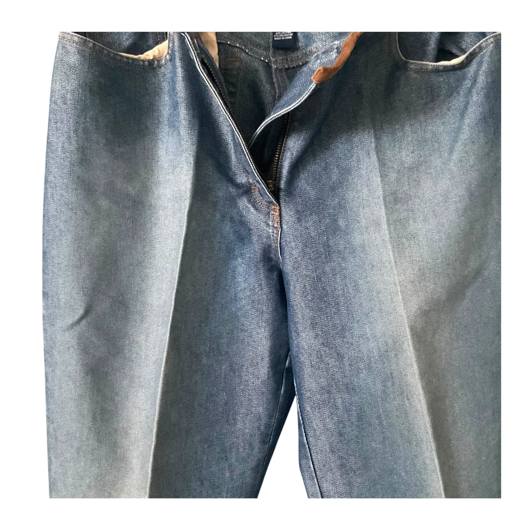 Ann Taylor Jeans Womens 12 Blue Straight Leg Mid Rise Suede Trim Medium Wash - Picture 6 of 7